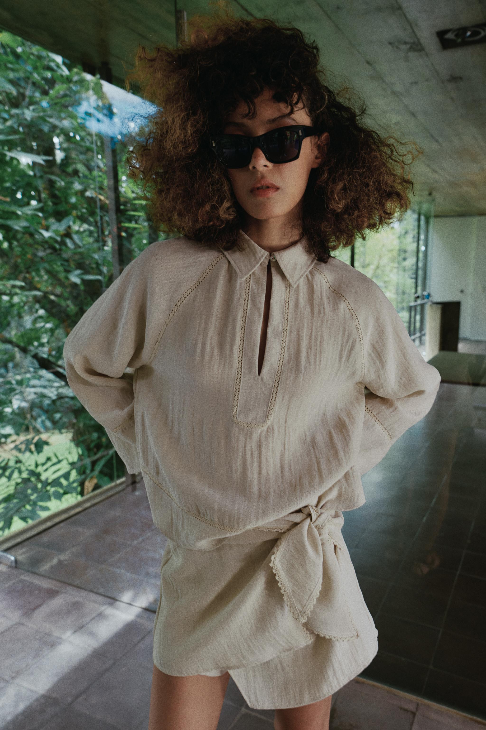RUSTIC LACE INSERT BLOUSE | Zara UK