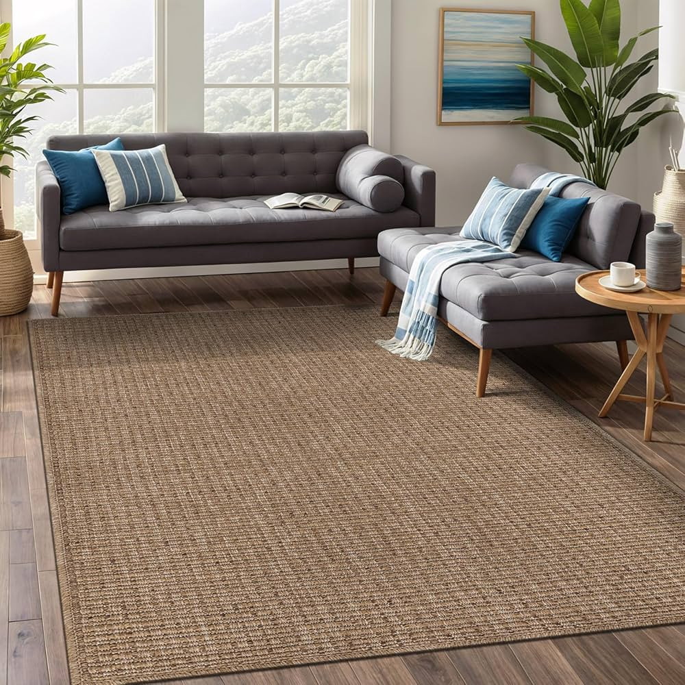 Beverly Rug Easy Jute Natural Large Rug 9x12 Solid Washable Durable Outdoor Indoor Area Rugs for ... | Amazon (US)