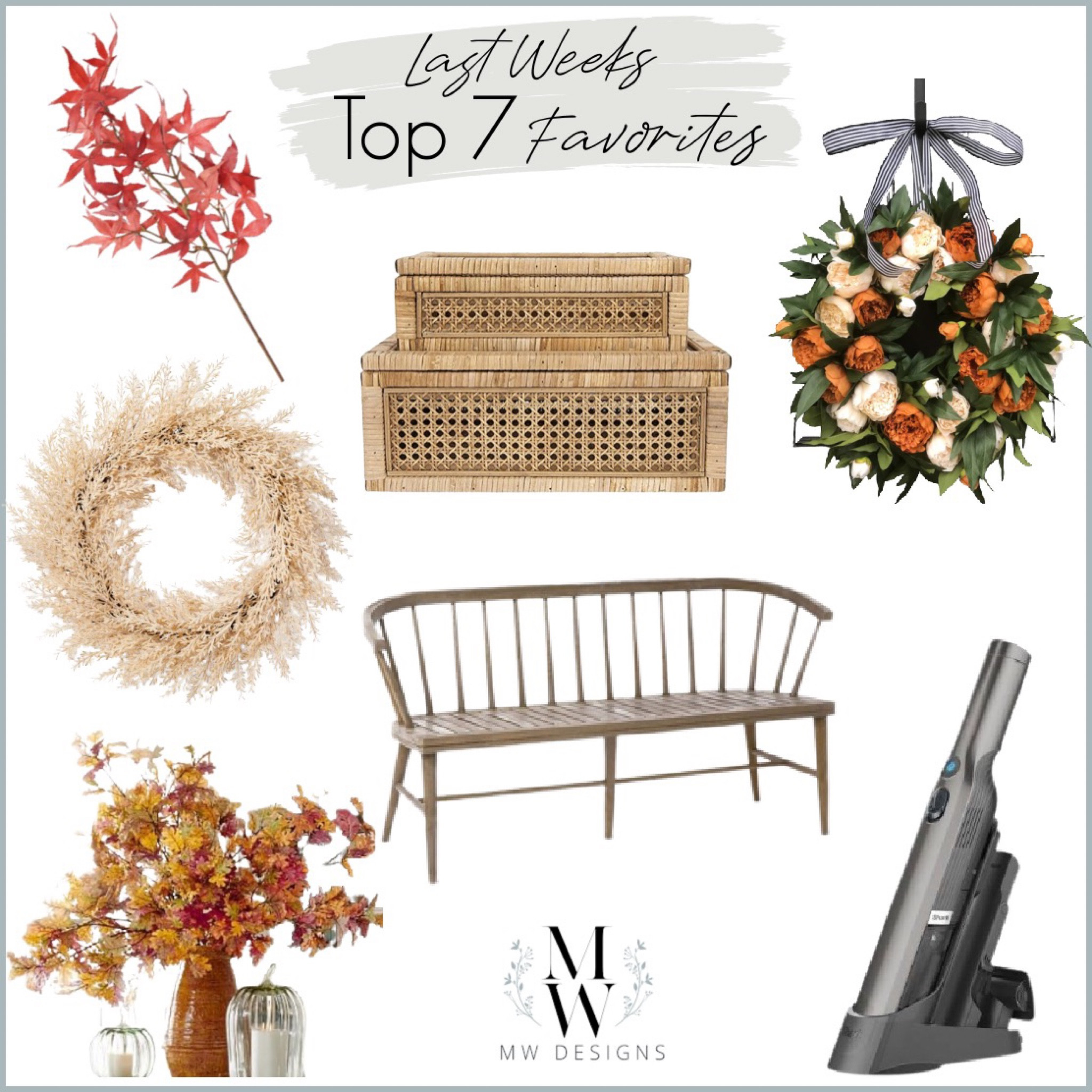 Last weeks favorites! 
Fall faux stems, target, fall wreaths, shark handheld vacuum, outdoor bench 

#LTKSeasonal #LTKhome