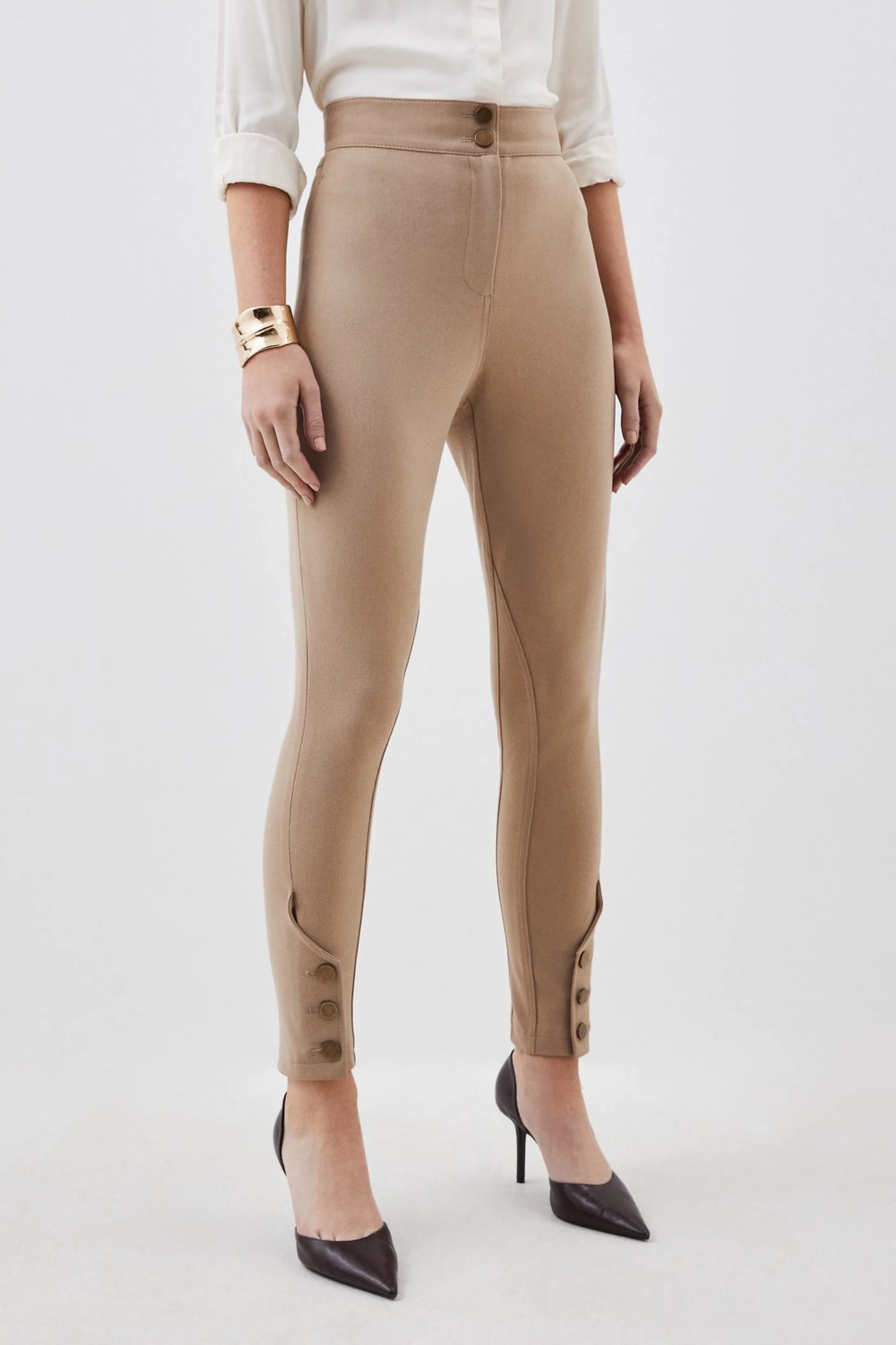 Bi Stretch Button Detail Jodhpur | Karen Millen UK + IE + DE + NL