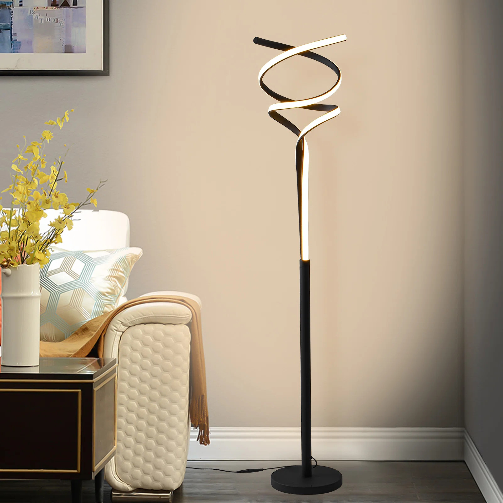 63’’ Led Novelty Floor Lamp Dimmable Black Floor Lamp with Remote | Wayfair North America