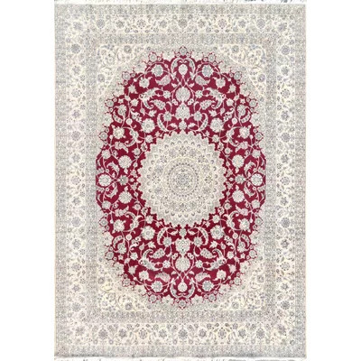 One-of-a-Kind Nain Hand-Knotted Red/Ivory 10' x 13'9" Wool Area Rug | Wayfair North America