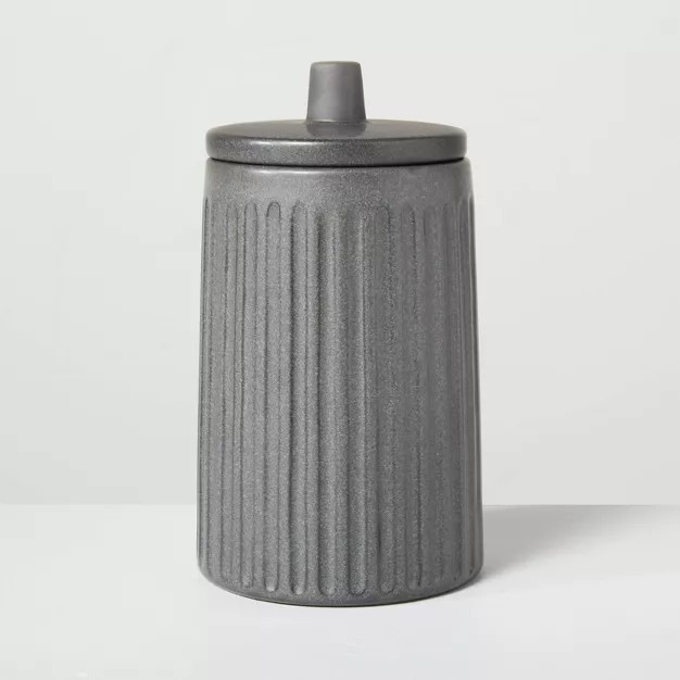 Large 7" Fluted Ceramic Bath Canister Dark Gray - Hearth & Hand™ with Magnolia | Target