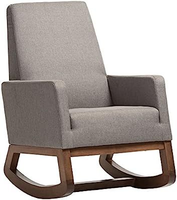 Baxton Studio Yashiya Mid Century Retro Modern Fabric Upholstered Rocking Chair, Grey | Amazon (US)