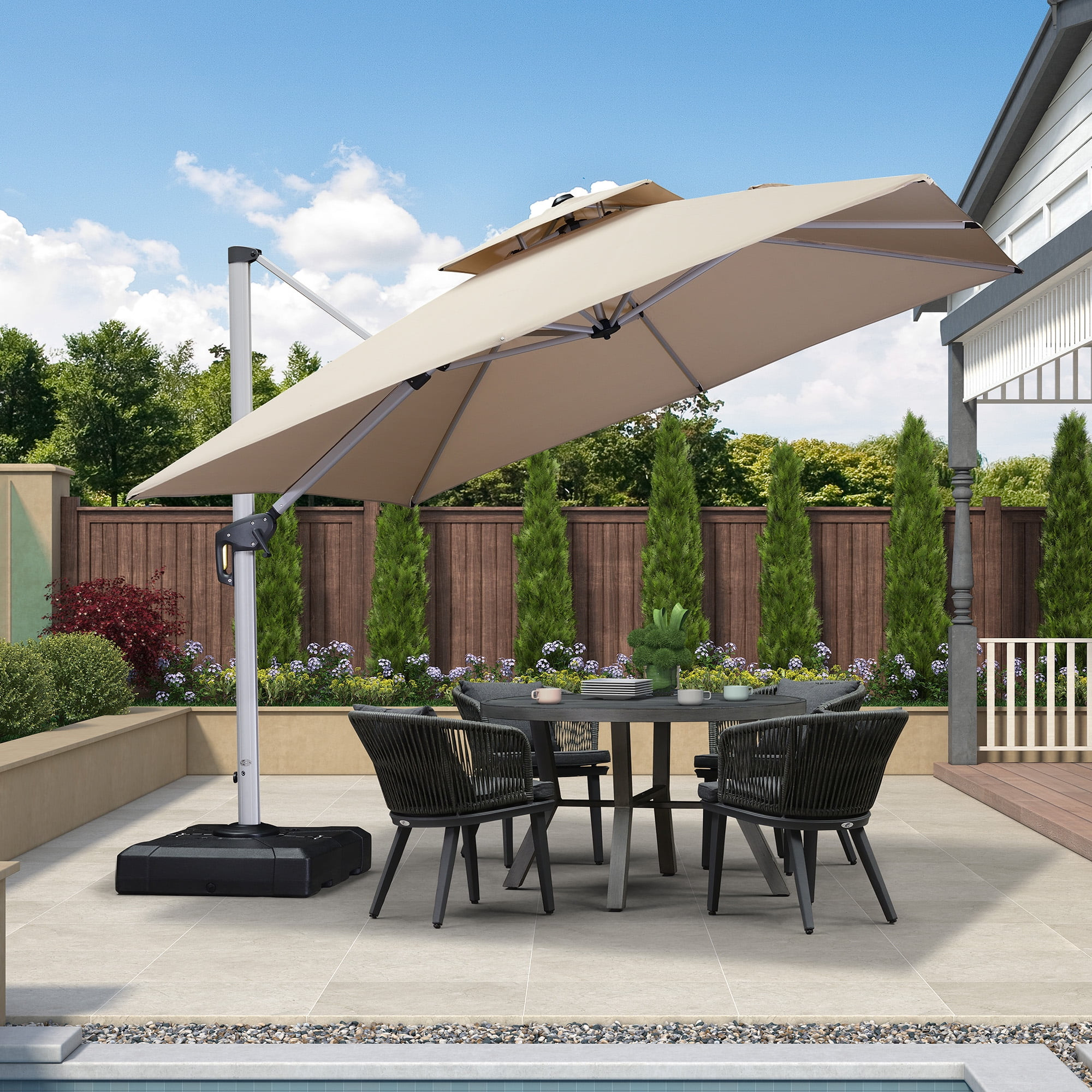 Purple Leaf 10ft Outdoor Patio Umbrella - Offset Cantilever Design with 360° Rotation, Beige Squ... | Walmart (US)