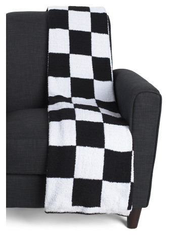Set Of 2 Oversized Checkerboard Throws | TJ Maxx