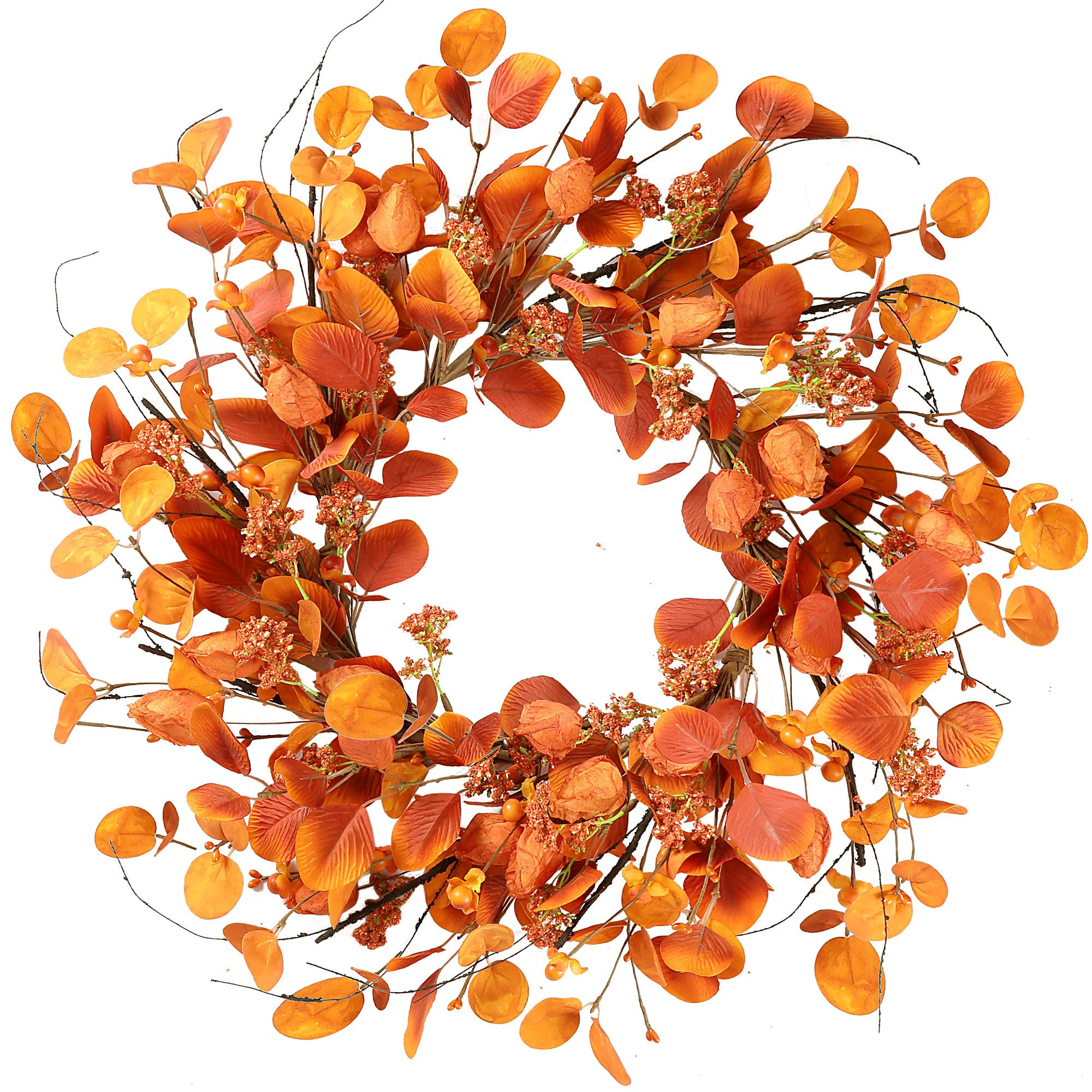 Sggvecsy Fall Wreath 20’’ Autumn Front Door Wreath Harvest Wreath with Eucalyptus Berries Sil... | Amazon (US)