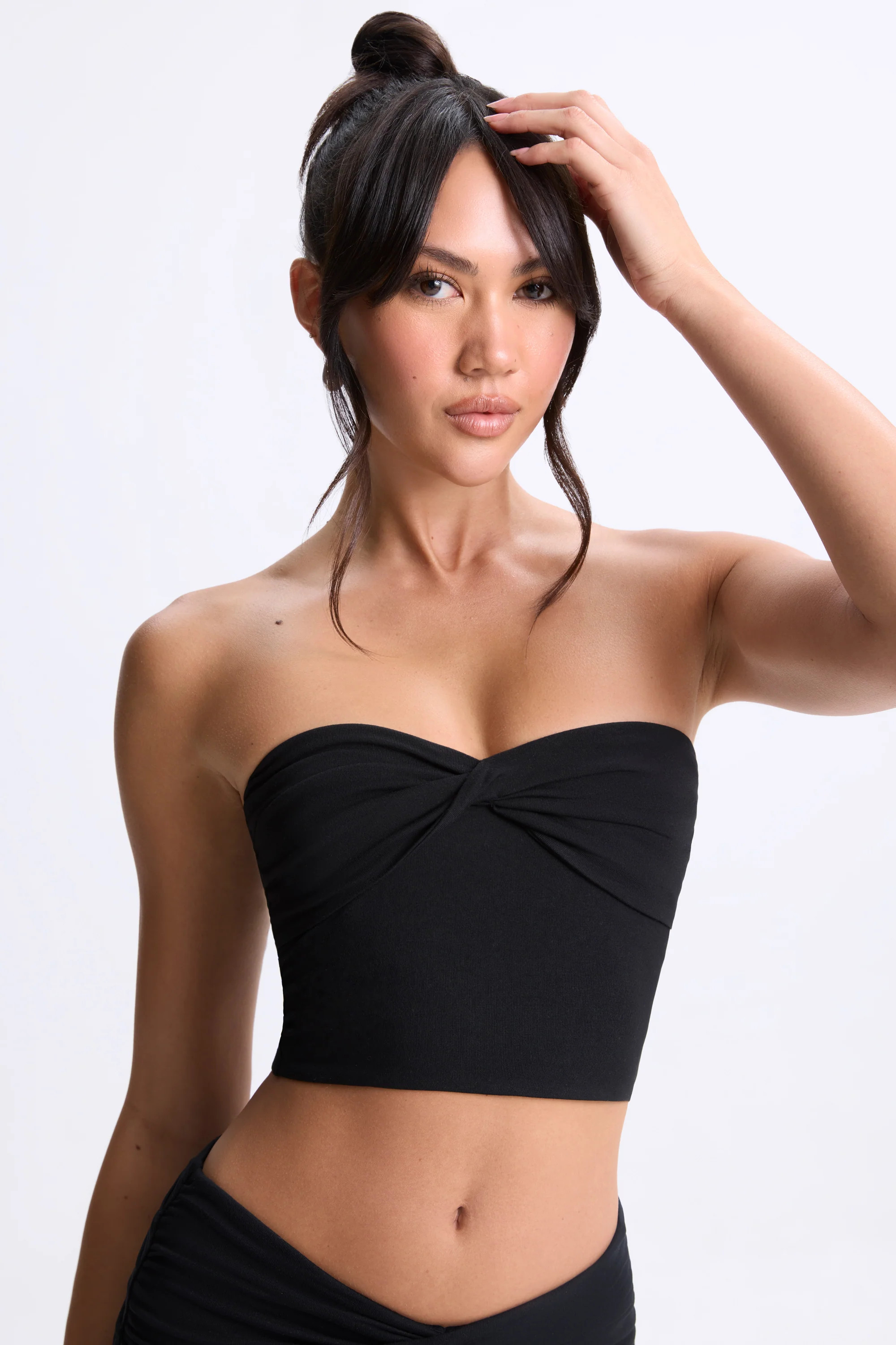 Twist-Front Bandeau Top in Black | Oh Polly