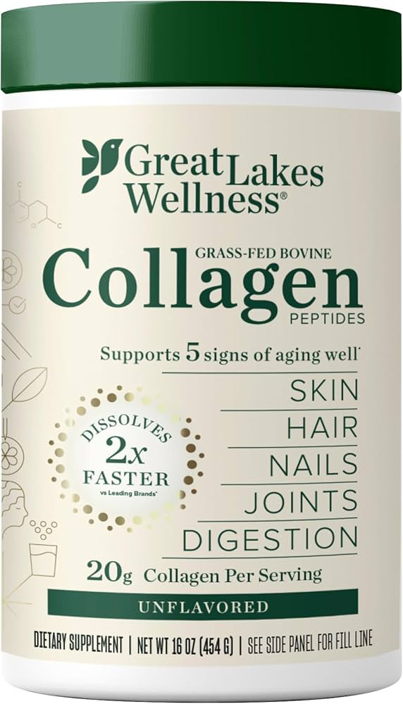 Great Lakes Wellness Collagen Peptides Powder for Skin, Hair, Nails, Joints & Digestion - Unflavo... | Amazon (US)