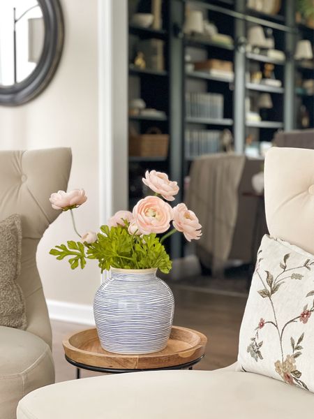 Side table decor. Vase and flowers. Home decor ideas on a budget. 

#LTKFindsUnder50 #LTKStyleTip #LTKHome