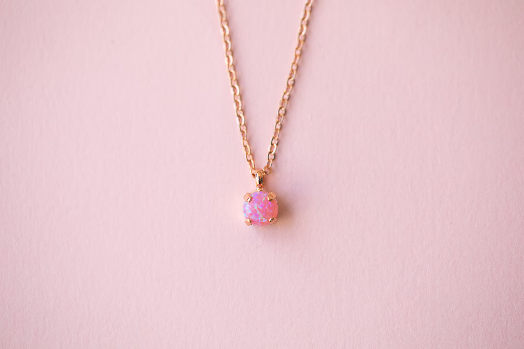 6mm Necklace - Cotton Candy Opal - Etsy | Etsy (US)