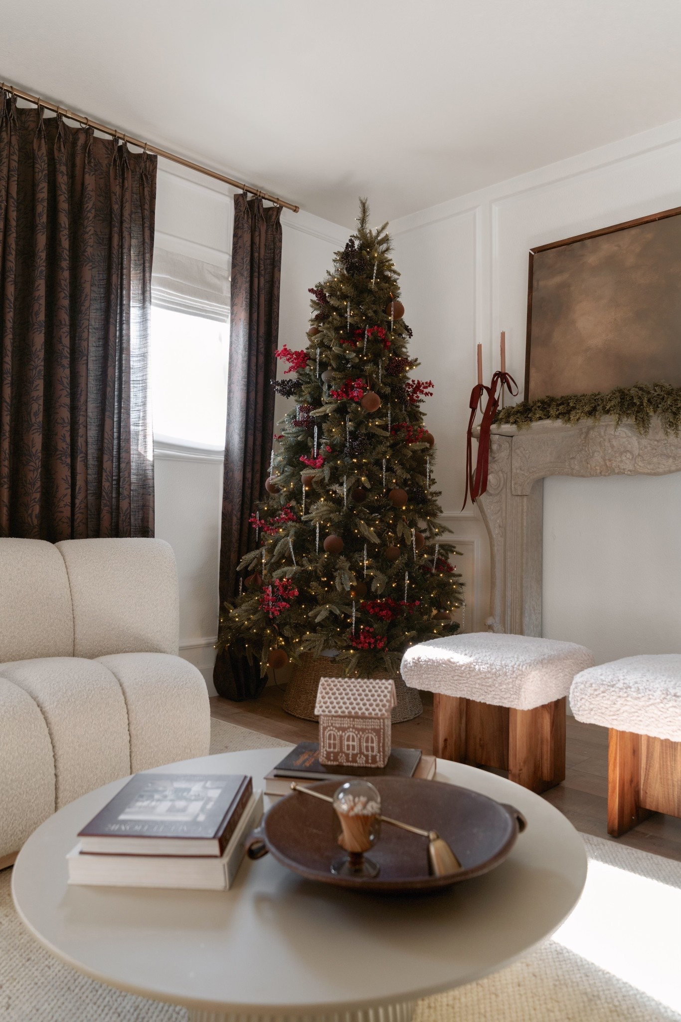 Turning my loft into a Christmas wonderland with @twopagescurtains ✨
 Hosting this year finally gave me the excuse to try printed curtains, and these stunning #twopageshome panels layered beautifully with the Della Natural Patterned Wool Rug to add warmth, texture, and that cozy holiday feel to our loft.

CURTAIN DETAILS: Sara Le | #SLA5 Bronze | Triple Pinch Pleat | Unlined

RUG DETAILS: Della Natural Patterned Wool Rug | Natural DA-02

Take 27% off with code EVA27

Comment “WINDOW” below for a link sent straight to your DMs 🤎 . . . #twopageshome #twopagesstyle #CasaChicollo #GuestRoomGoals #HomeInspo #NeutralHome #OrganicModern #CozySpaces #HolidayHosting #HomeDetails #InteriorDesign #ModernHome #HomeDecor #CaliforniaStyle #WarmNeutrals #GuestBedroom #SoftMinimalism #DesignDetails

#LTKHome #LTKSeasonal #LTKHoliday