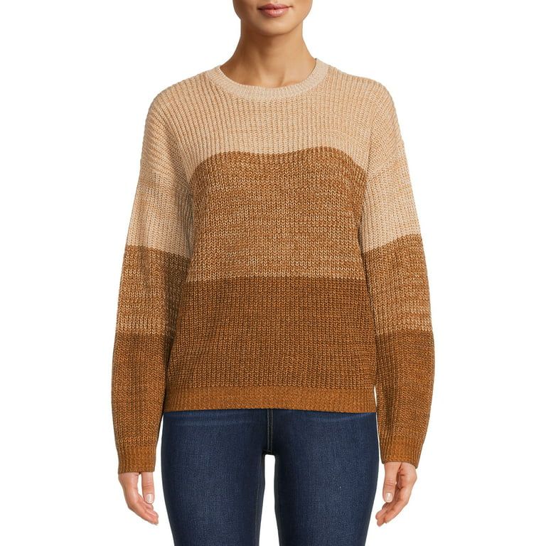 Time and Tru Women's Light Weight Ombre Stripe Pullover Sweater | Walmart (US)