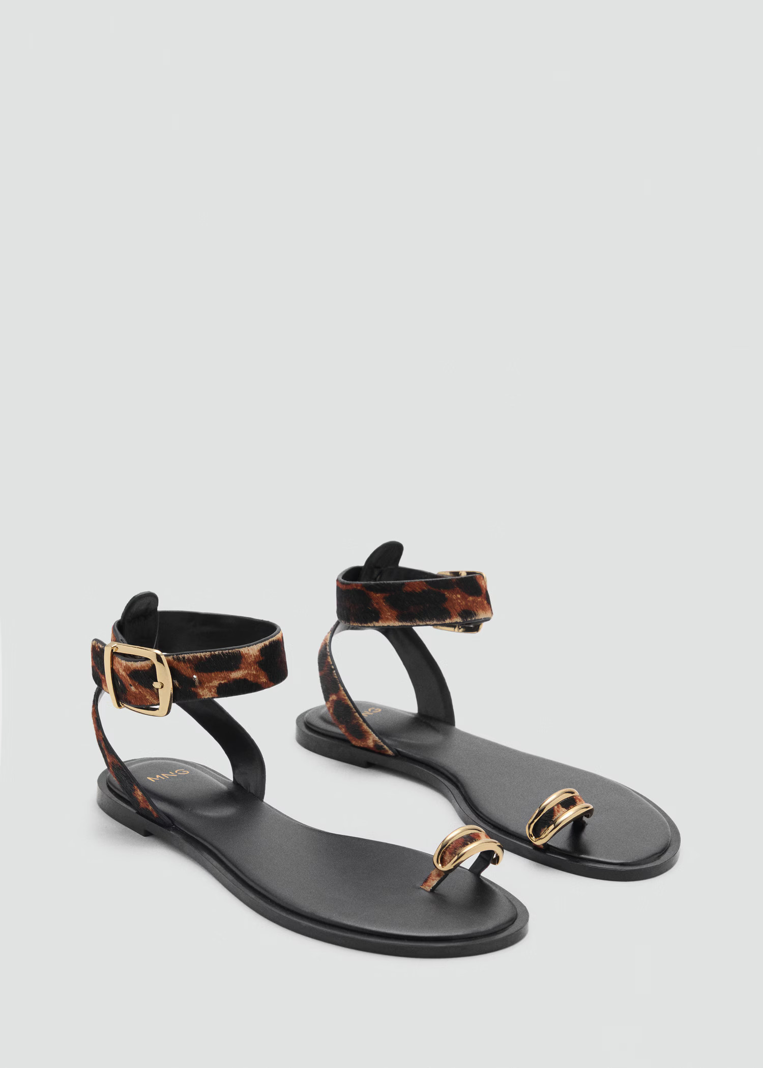 Animal-print leather sandals | Mango (US/MX/AU)