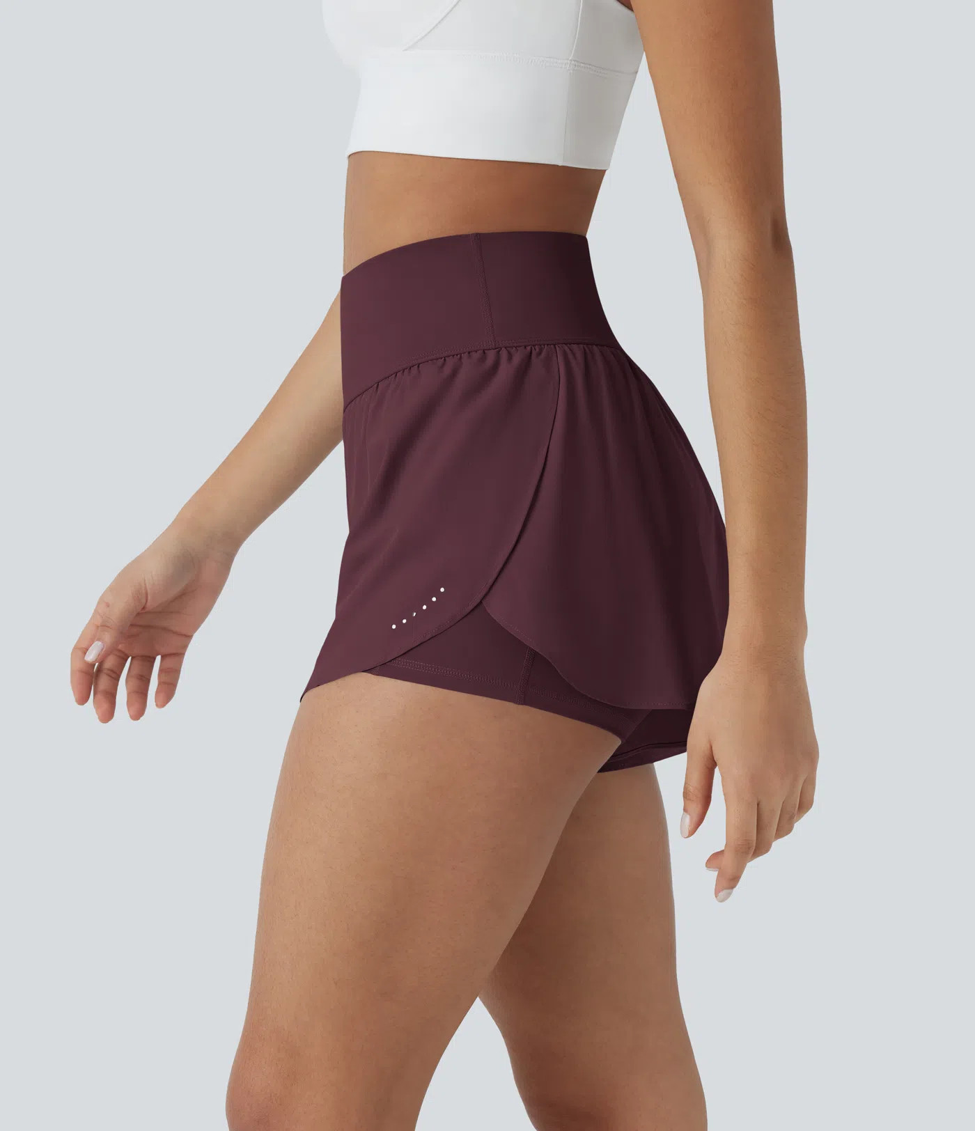 SoftlyZero™ QuickDry High Waisted Tummy Control Reflective Dots Crossover Hem 2-in-1 Running Sh... | HALARA
