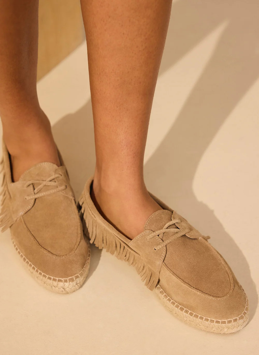 Shani Neutral Suede Espadrille Shoes | Mint Velvet
