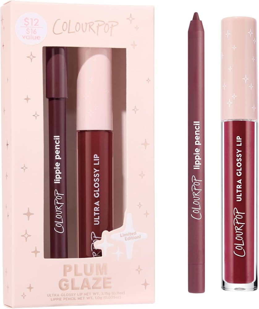 ColourPop Plum Glaze Lip Kit - High-Pigment, Long-Lasting & Sharpenable Lip Liner and Lip Gloss w... | Amazon (US)