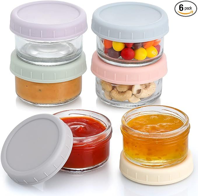 VITEVER [6 Pack] Salad Dressing Container To Go, 2.7 oz Glass Small Condiment with Lids, Dipping ... | Amazon (US)