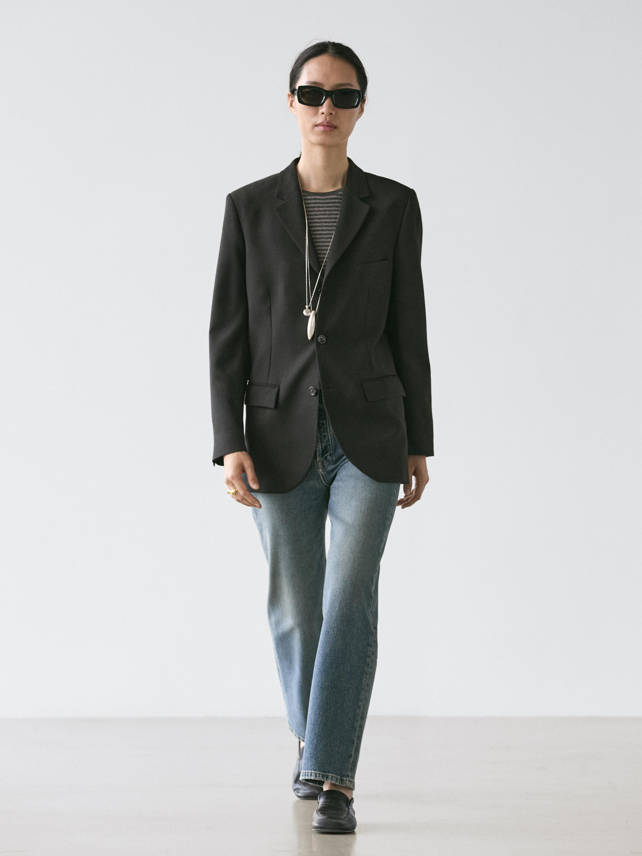 Three-button wool blazer | Massimo Dutti US