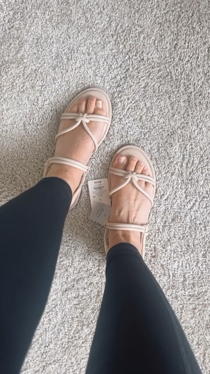 strappy nude flat sandals. Also available in black! Run TTS 👏🏼👡☀️ 

#LTKunder50 #LTKshoecrush #LTKstyletip