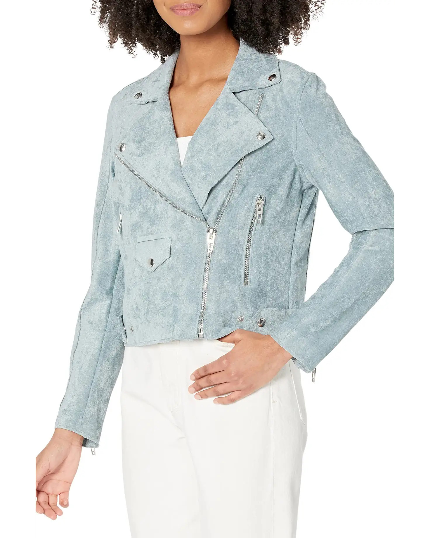 Suede Moto Jacket in Ocean Wave | Zappos