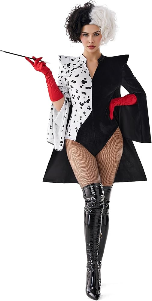 Spooktacular Creations Villain Character Costume, Black and White Dalmatian Shawl, Halloween Cost... | Amazon (US)
