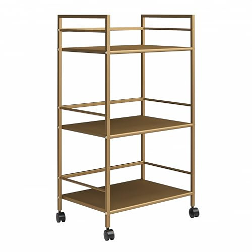 Novogratz Helix 3 Shelf Metal Rolling Utility Cart, Gold | Amazon (US)