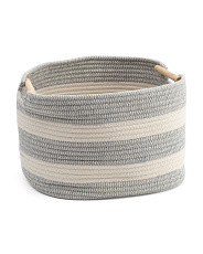 Small Square Rope Basket With Wood Handles | TJ Maxx