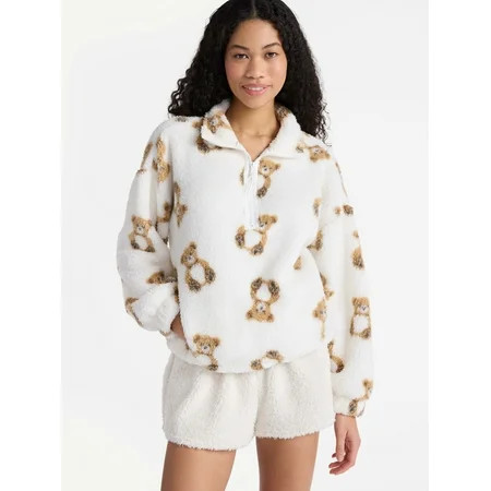 No Boundaries Plush Half-Zip Pullover, Women's and Plus | Walmart (US)
