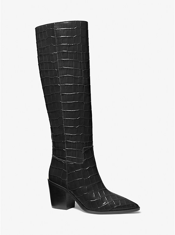 Loni Crocodile Embossed Leather Boot | Michael Kors US