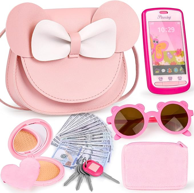 Play Purse for Little Girls, 23PCS Toddler Purse with Pretend Makeup for Kids, Princess Toys Incl... | Amazon (US)