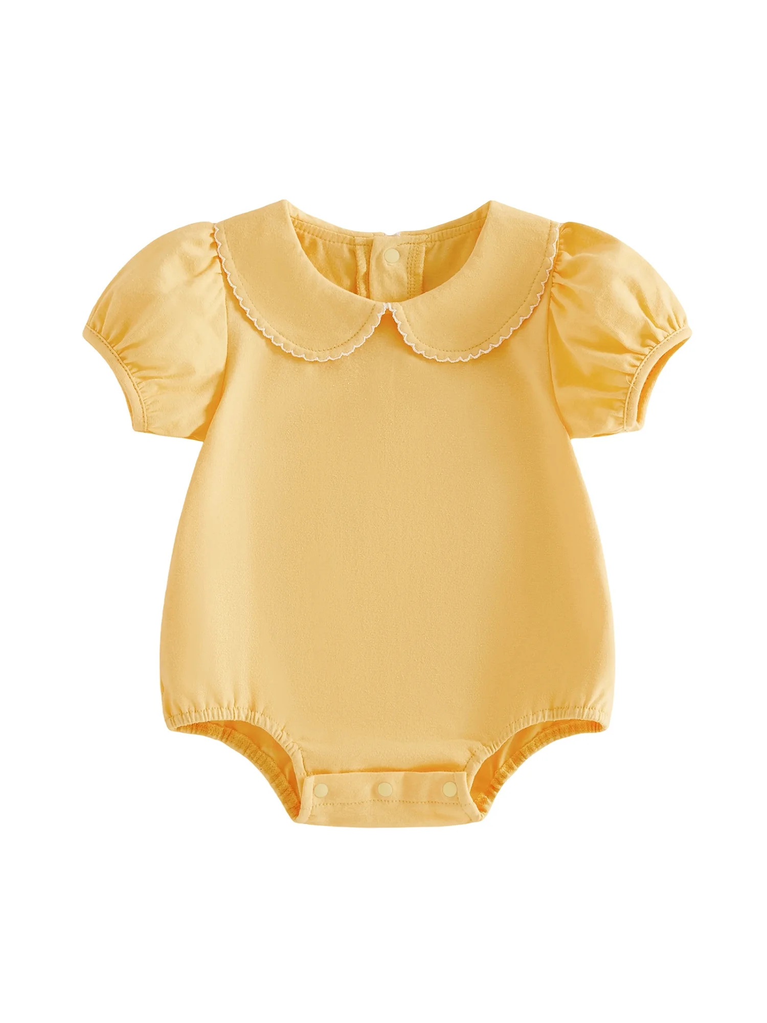 BemeyourBBs Newborn Baby Girls Summer Clothes Bubble Romper Outfit Puff Short Sleeve Peter Pan Do... | Walmart (US)