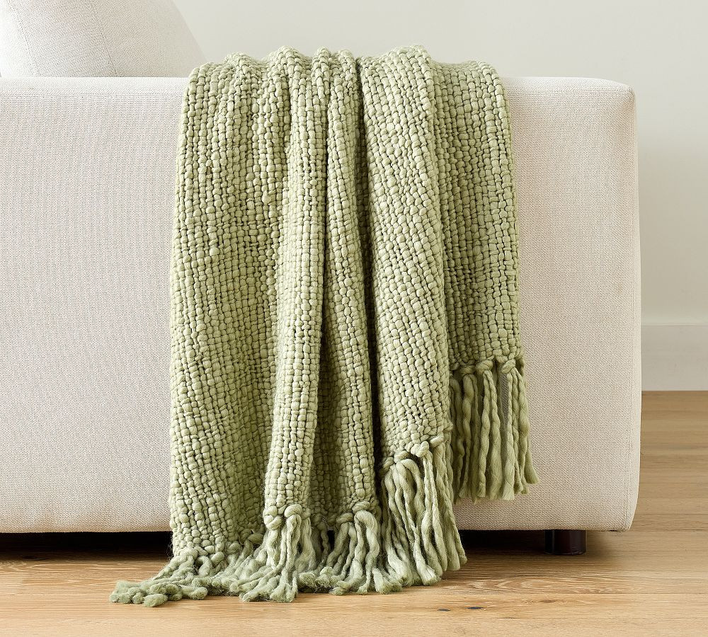 Textured Basketweave Knit Throw | Pottery Barn (US)