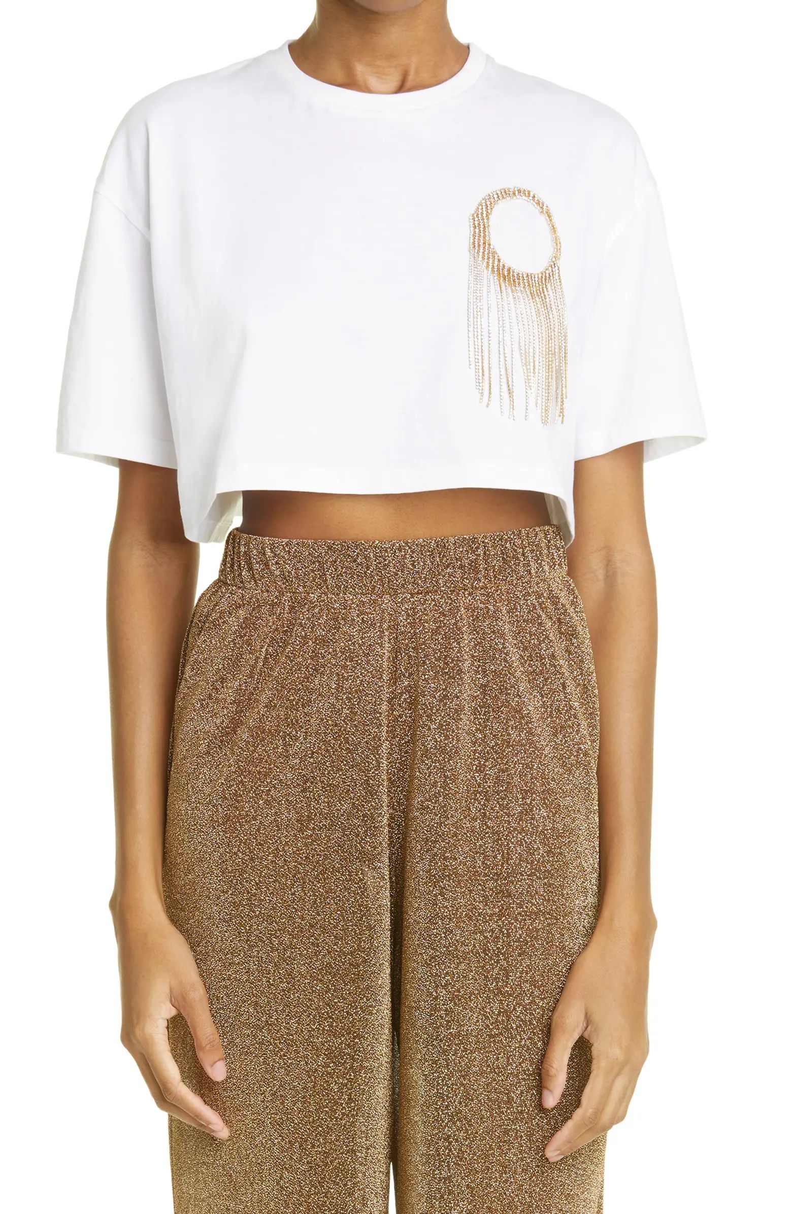 Oséree Embellished Crop Cotton Cover-Up T-Shirt | Nordstrom | Nordstrom