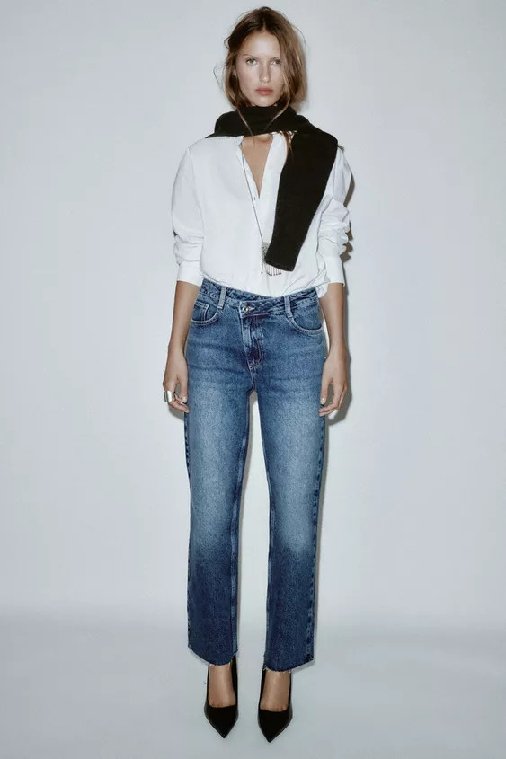 JEANS Z.09 STRAIGHT HIGH-WAIST CROSS-OVER WAISTBAND | Zara US
