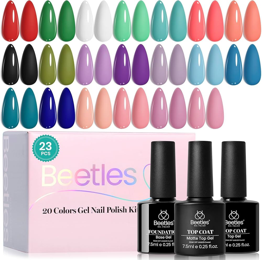 Beetles Gel Nail Polish Set - 23pcs Gel Polish Set Summer Colors, 20 Colors Pink Green Blue Uv Ge... | Amazon (US)
