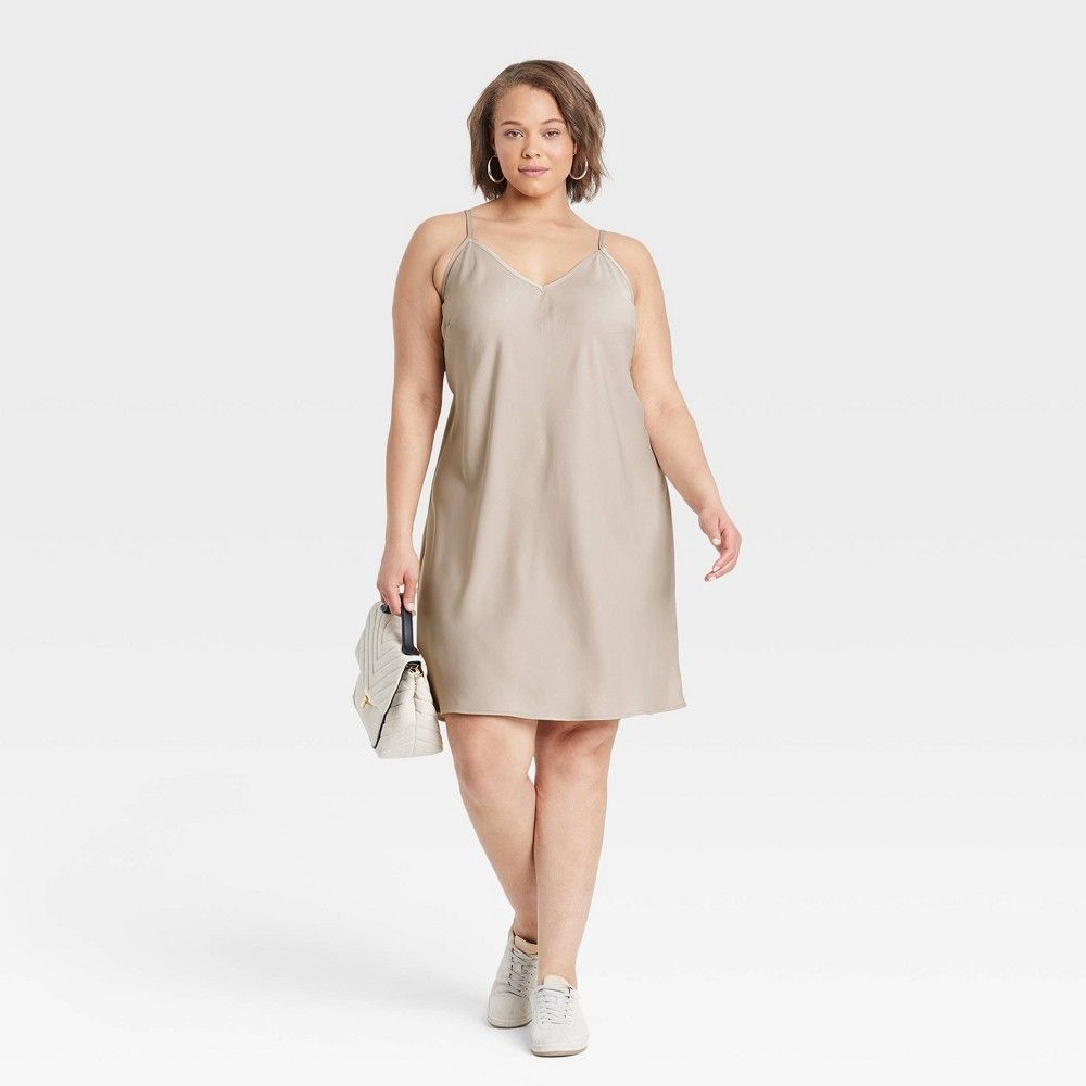 Women's Plus Size Slip Dress - A New Day Taupe 4X, Brown | Target