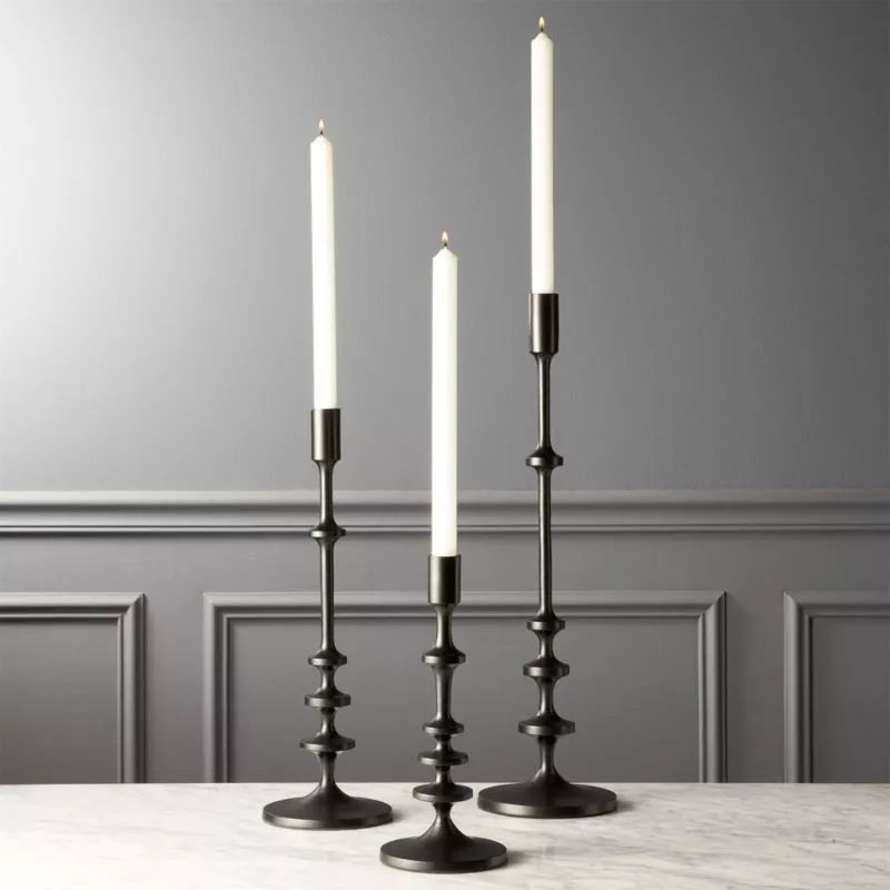 Asha Speckled Cement Knotted Modern Taper Candle Holder + Reviews