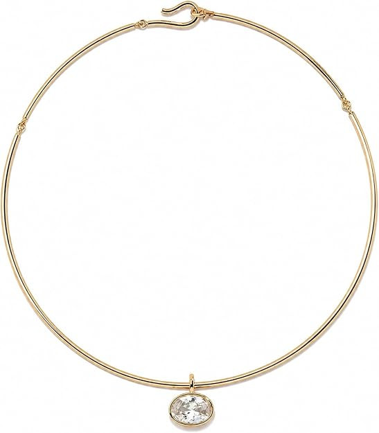 18k Gold Oval Bezel Collar Charm Necklace and Charms | Choker Pendant Necklace & Add On Charms | Amazon (US)