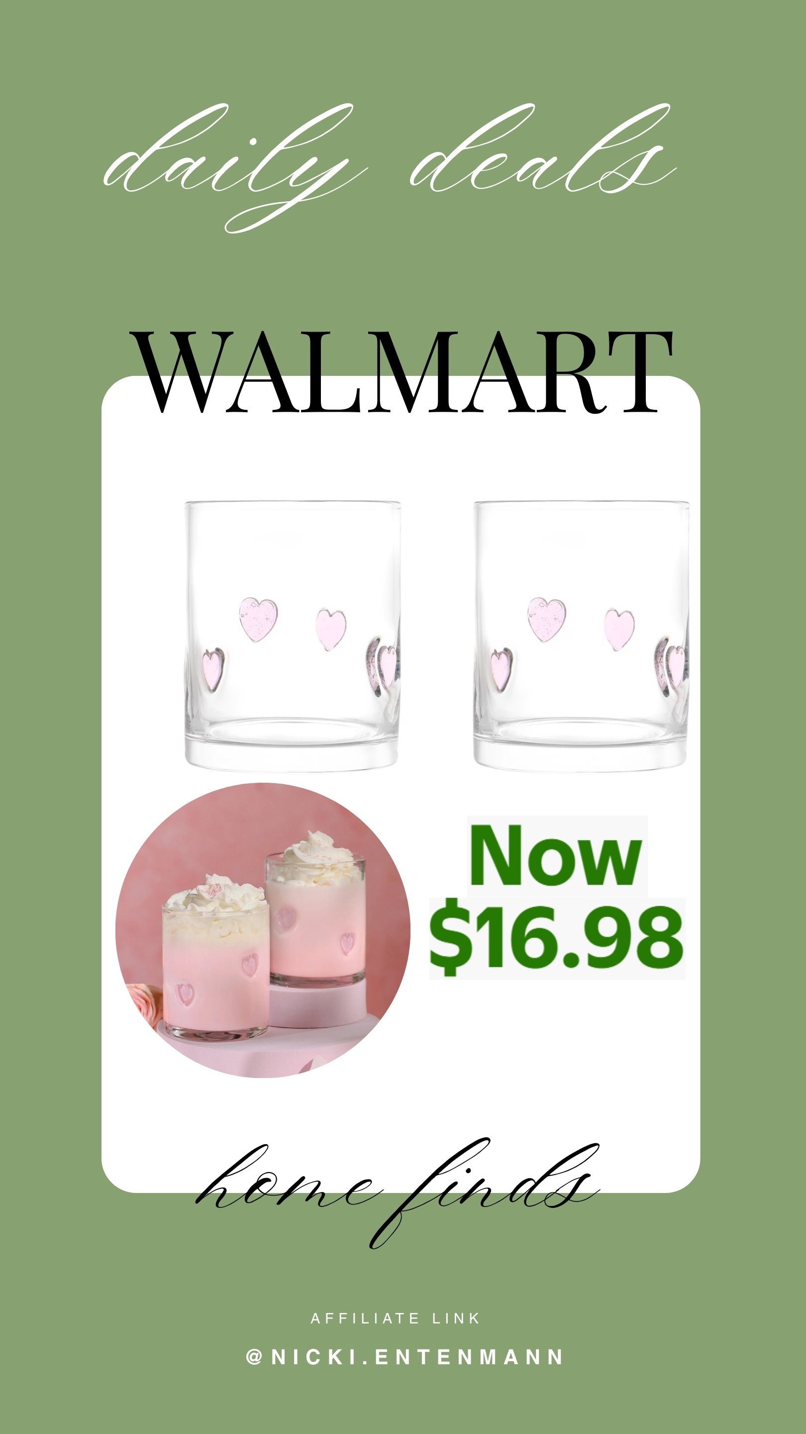 Cute glasses styled with pink hearts add cheerful charm to everyday sips, perfect for cozy drinks and playful kitchen vibes at a budget friendly price. #Walmart #sale #glasses #drinkware #style #home #decor #shopping #kitchen #trend #dailydeals 

 #LTKValentine #LTKHome #LTKSaleAlert
