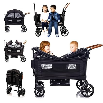 Wagon Stroller for 2 Kids & Cargo-Travel Stroller Push-Pull Double Wagon Lightweight Folding Stro... | Amazon (US)