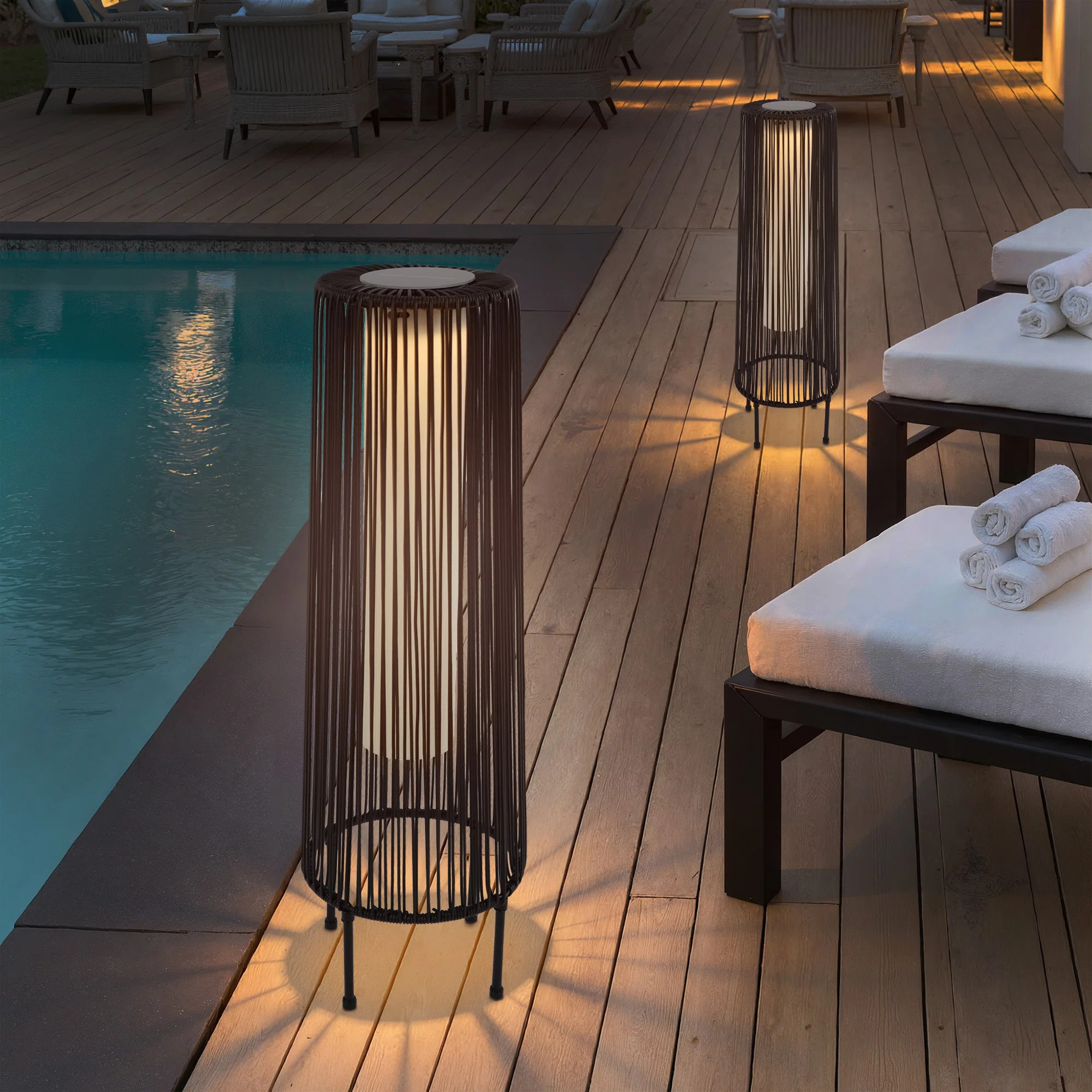 Freida Energy Saving Solar Powered Integrated LED Outdoor Floor Lamp (Set of 2) | Wayfair North America