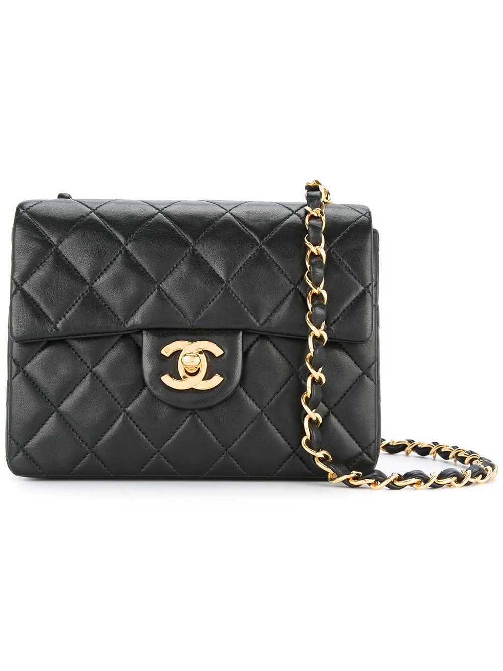 Chanel Vintage quilted chain shoulder bag - Black | FarFetch US