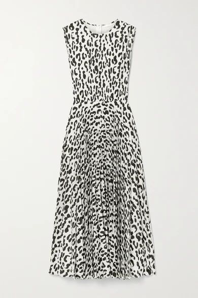 Jason Wu Collection - Pleated Leopard-print Stretch-crepe Midi Dress - White | NET-A-PORTER (US)