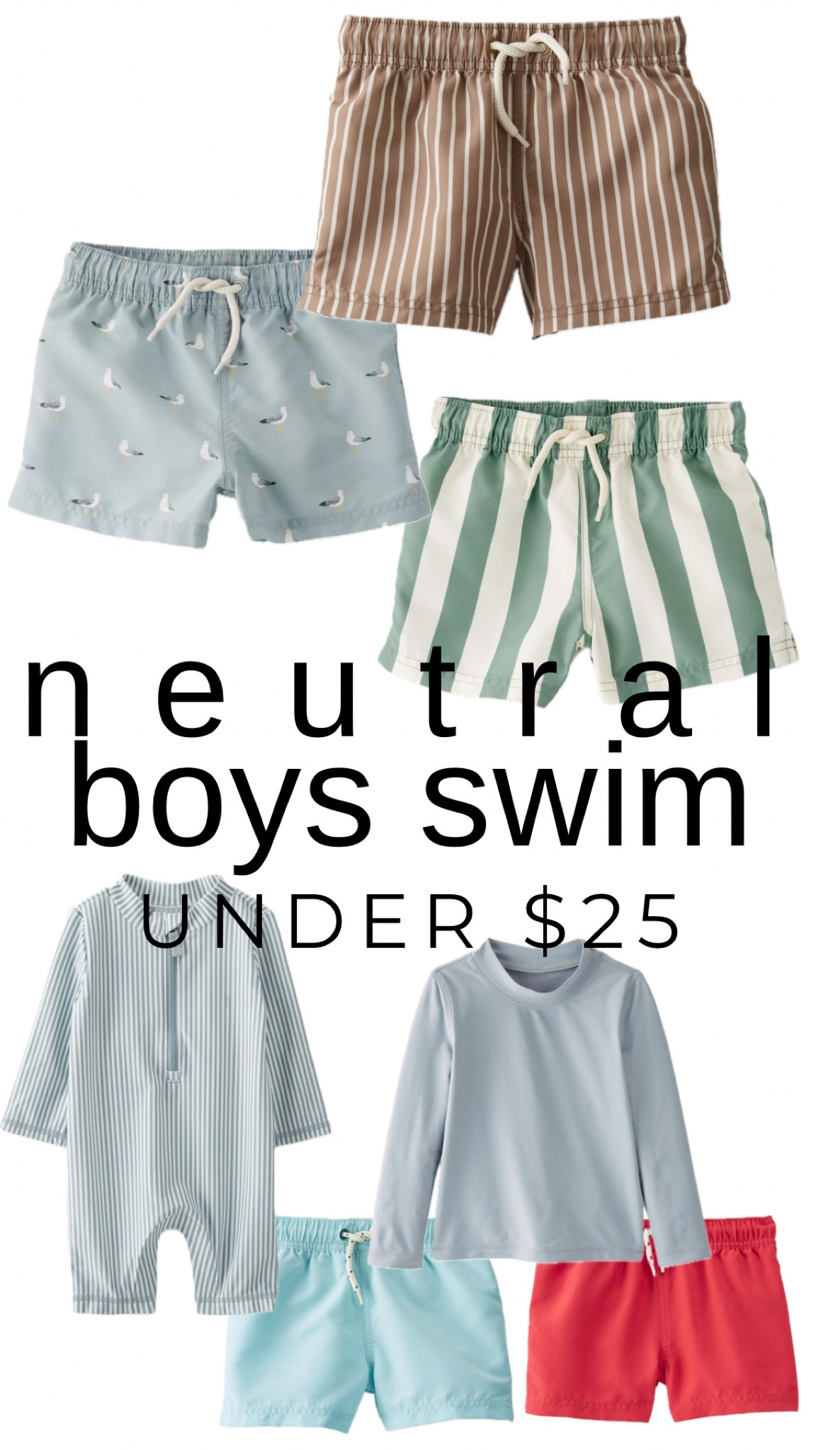 Neutral swim trunks for toddler and big boys! 

#LTKswim #LTKfindsunder50 #LTKkids