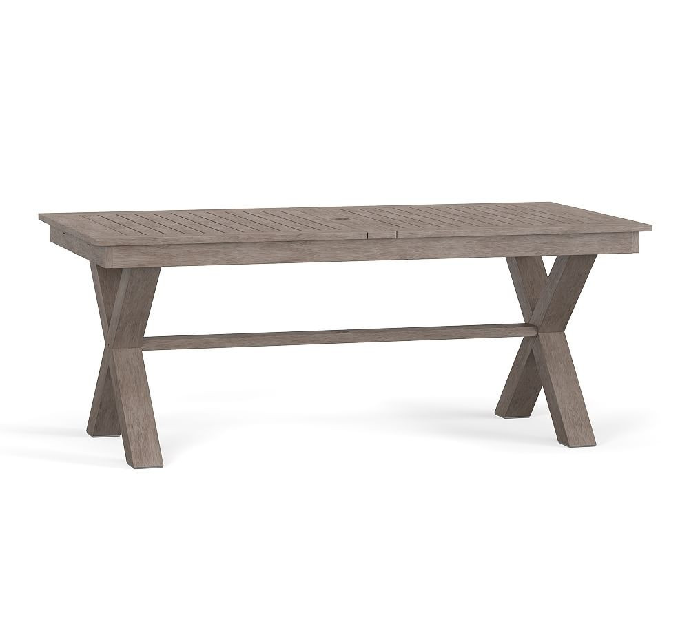 Indio Wood X-Base Rectangular Extending Dining Table, Gray Driftwood | Pottery Barn (US)