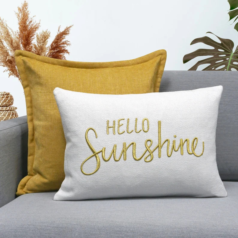 Hello Sunshine Metallic Linen Pillow Cover White/gold. Home | Etsy | Etsy (US)
