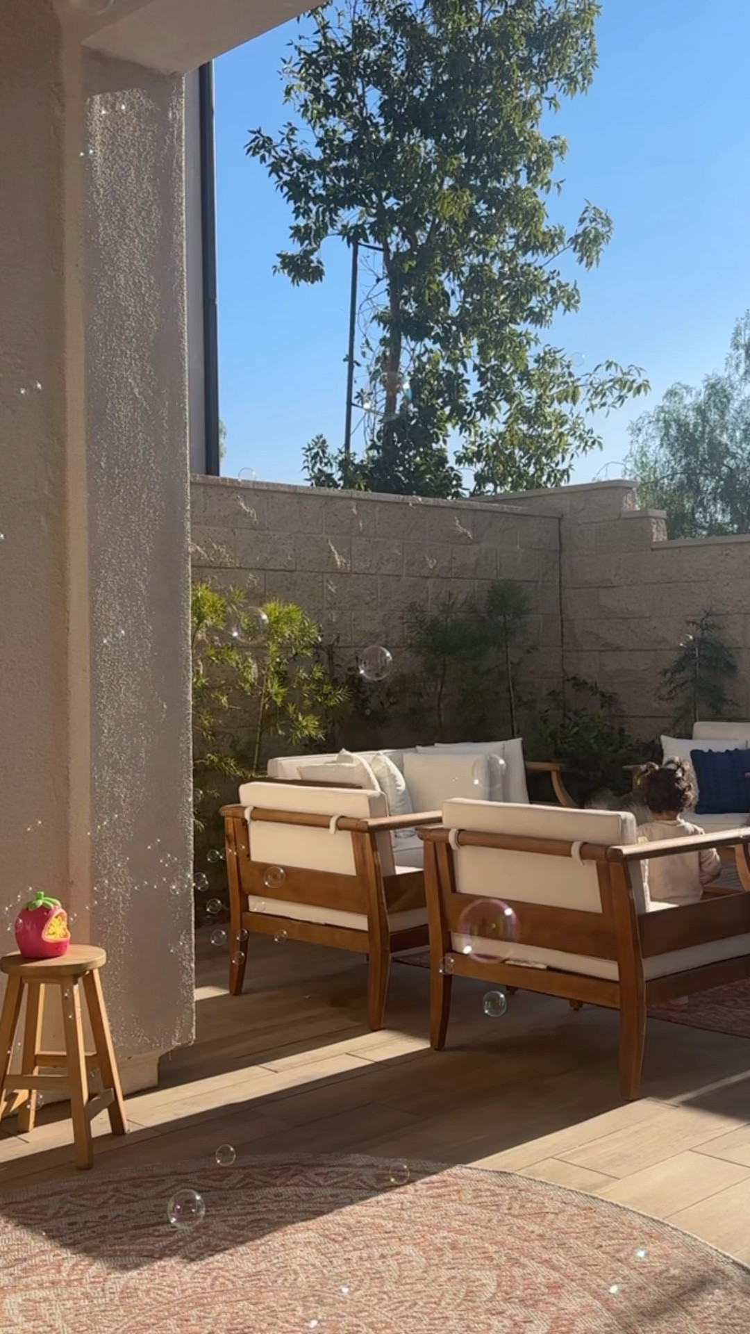 beautiful teak outdoor furniture set from Wayfair… love how this set looks… also included my rugs and baby’s favorite battery operated bubble maker from Target! 

#LTKBaby #LTKHome #LTKU