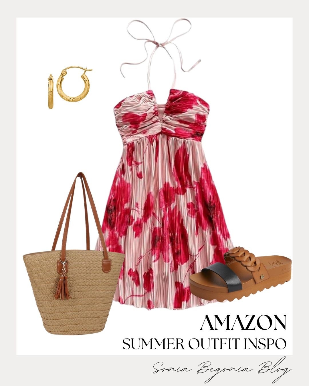 I am absolutely loving this vibrant pink floral halter dress for the sunny season! The stunning pleated texture and bold floral patterns make it an absolute showstopper for any warm-weather getaway. 💕

I styled it with a woven straw tote bag, comfortable tan slide sandals with chain detailing, and simple gold hoop earrings for a laid-back yet chic look.

#liketk #ltkstyletip #ltkunder50 #ltkseasonal #amazonfashion #amazonootd #summerstyle #floralmini #beachvibes #vacationwear #casualchic #gardengirl #outfitinspo

#LTKootd #LTKSeasonal