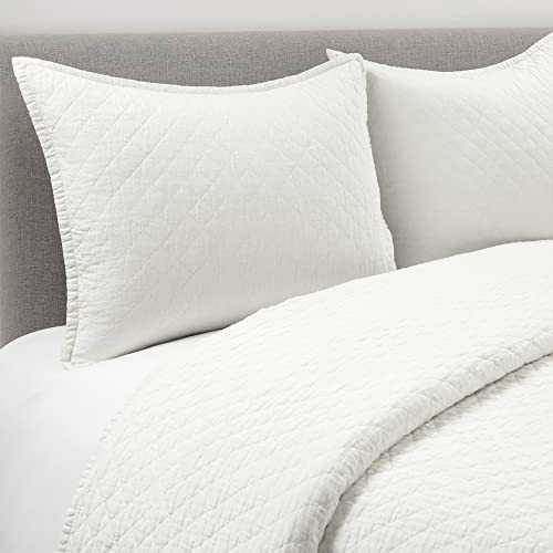 Lush Decor Belgian Flax Prewashed Linen Rich Cotton Blend 3 Piece Quilt Set, King/Cal King, White | Amazon (US)